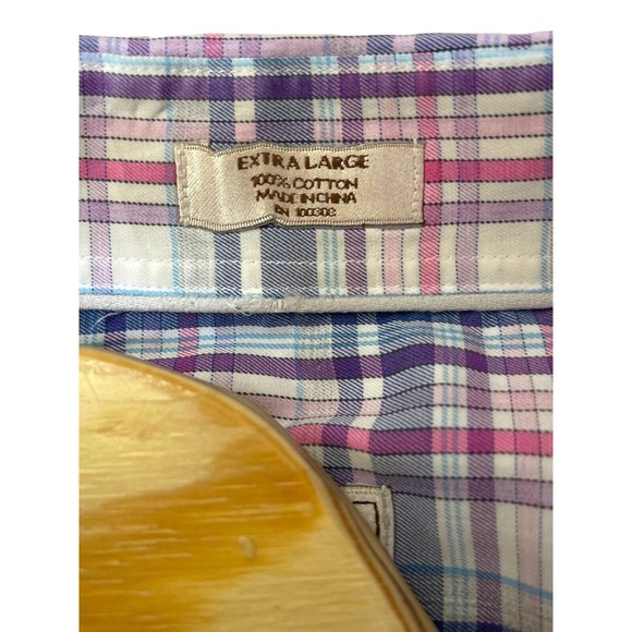 Peter Millar Men's XL Blue Pink Plaid Button-Up Shirt Casual Long Sleeve Cotton - Picture 4 of 13